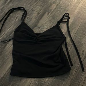 V neck crop with tie straps